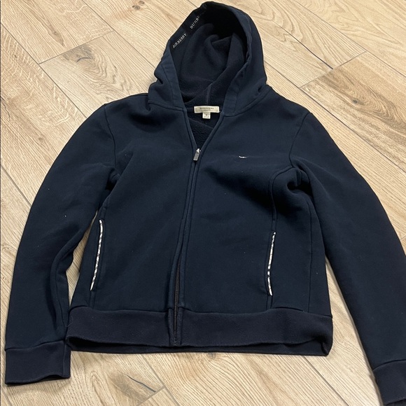 Burberry Tops - Burberry Navy Zip-Up Hooded Sweatshirt
